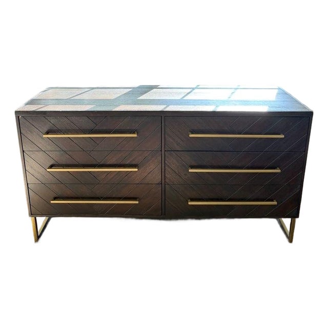 Six Drawer Dresser With Chevron Front For Sale