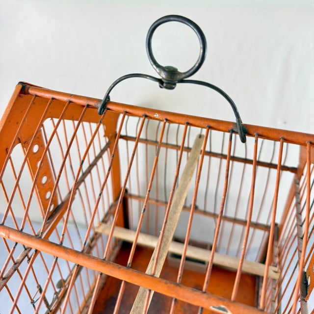 Art Deco Orange Japanned Metal Bird Cage, Hand-Painted, Circa 1900-1920 For Sale - Image 17 of 18