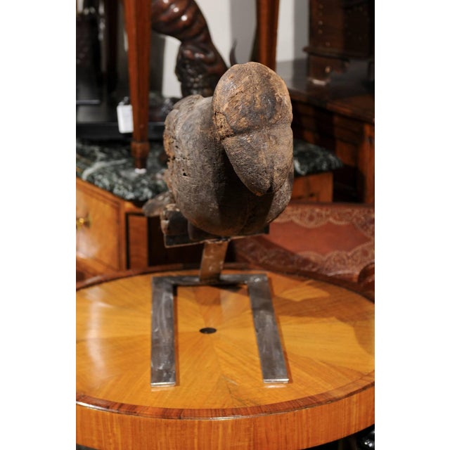 Late 19th Century Pair of Italian Carved Wooden Parrots circa 1880, Mounted on Modern Steel Bases For Sale - Image 5 of 11