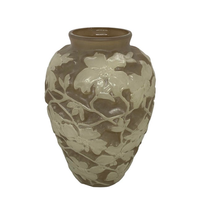 1930’s Art Deco Phoenix Consolidated Glass Vase Dogwood Flowers Design For Sale In Washington DC - Image 6 of 12