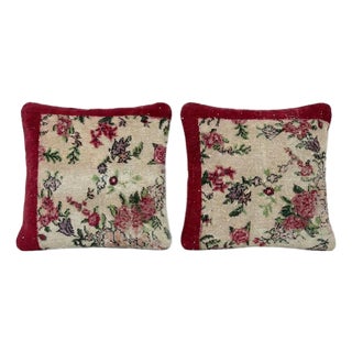 Turkish Wool Rug Pillow Cover 24'' X 24'' - Set of Two For Sale