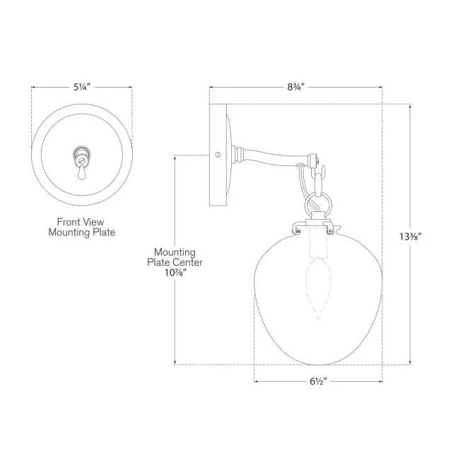 Visual Comfort Thomas O'Brien for Visual Comfort Signature Katie Small Acorn Sconce in Bronze with Seeded Glass For Sale - Image 4 of 4