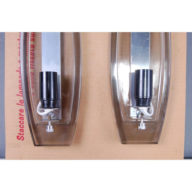 Smoked & Opaline Glass Sconces from Veca, 1970s, Set of 3 For Sale - Image 11 of 15