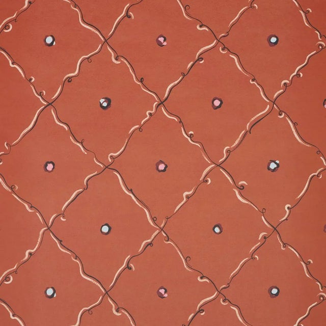 Schumacher x Backdrop Colette Wallpaper In Red For Sale