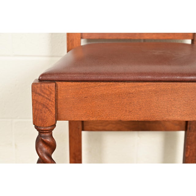 Brown Stickley Brothers Antique Mission Oak and Cane Arts & Crafts Side Chairs or Dining Chairs, Pair For Sale - Image 8 of 14