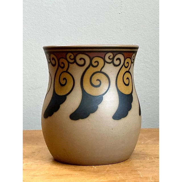 Mid 20th Century Vintage Swirl Motif Ceramic Vase For Sale - Image 5 of 12