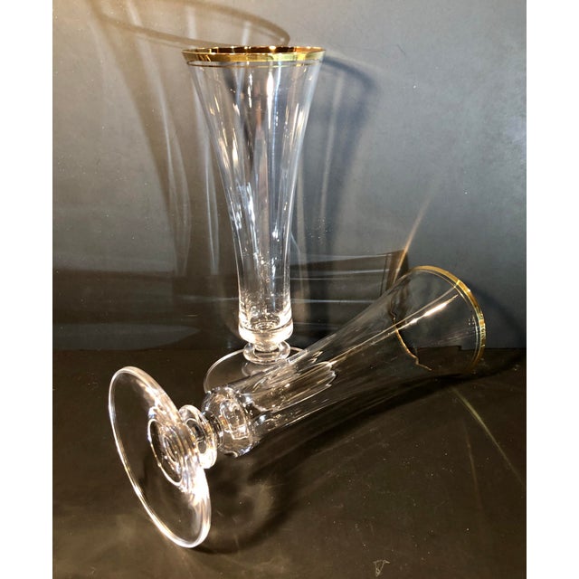 Vintage Mikasa Jamestown Clear Gold Rimmed Crystal Vases /Champagne