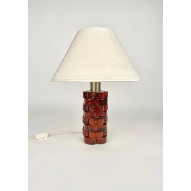 Glass & Metal Table Lamp by Poliarte, Italy, 1970s For Sale - Image 3 of 9