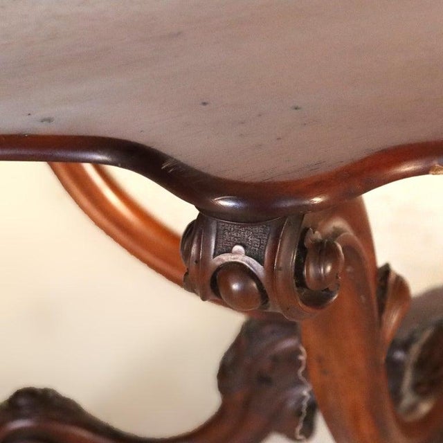 Antique Rococo Carved Mahogany Turtle Top Center Table C1890 For Sale - Image 10 of 14