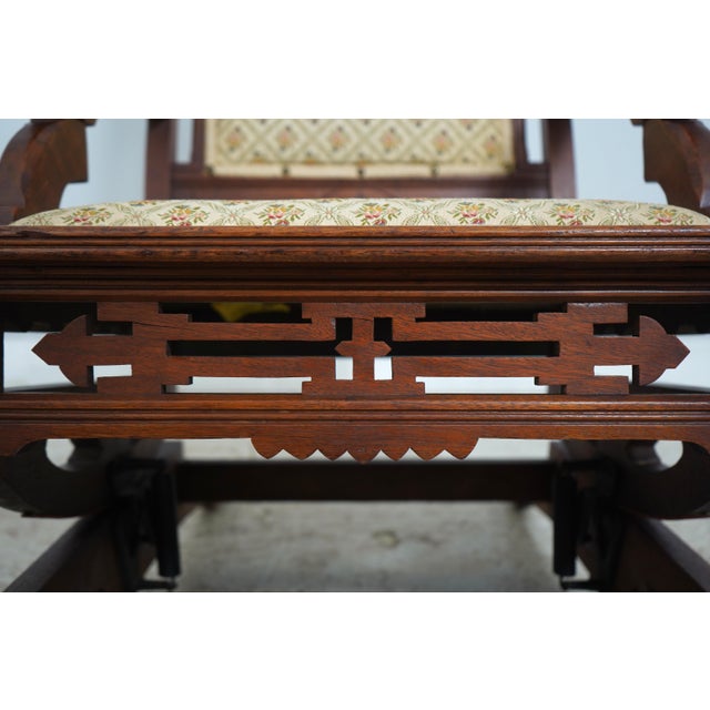 F. Mohr & Co Eastlake Victorian Walnut Rocking Chair Rocker Glider For Sale - Image 14 of 18