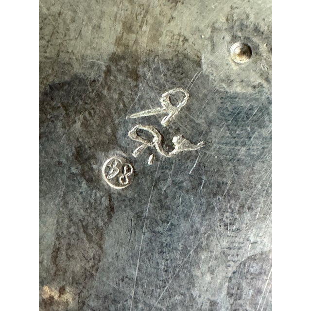 Vintage Persian Isfahan 84 Silver Hand-Chased Floral Footed Dish For Sale In Little Rock - Image 6 of 9