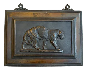 Bronze Bas Relief of Panther Merchant attributed to Attribué à Antoine-Louis Barye