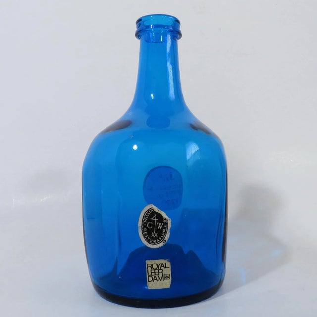 Mid-Century Modern Royal Leerdam Mediterranean Blue Bottle For Sale - Image 3 of 8