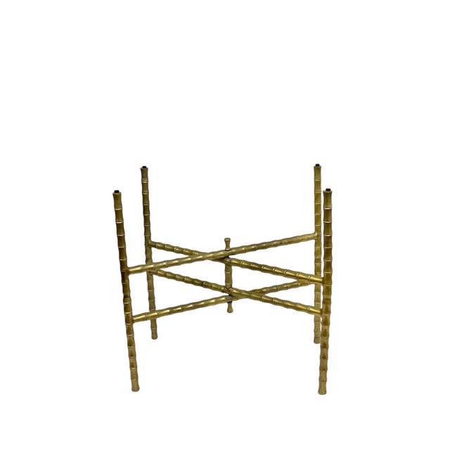 Vintage Hollywood Regency Faux Bamboo Brass Tray Table For Sale - Image 9 of 18