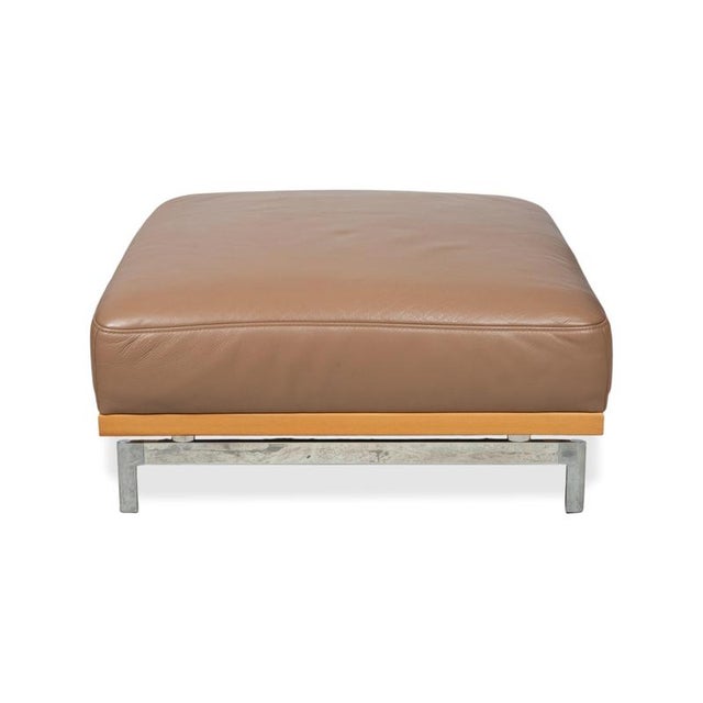Brown Model 24/7 Ottoman in Leather, Wood and Chrome from Joop For Sale - Image 8 of 9