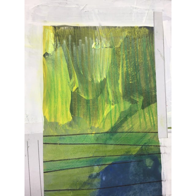 Contemporary Original Contemporary Small Abstract Collage by Auker “Green Tower” For Sale - Image 3 of 3