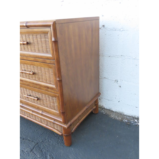 American of Martinsville Hollywood Regency Woven Rattan Dresser 6448 For Sale - Image 15 of 18