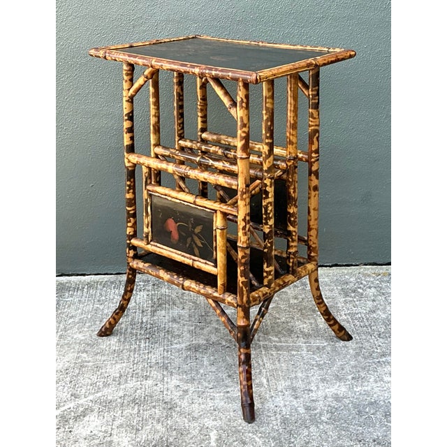 Vintage Hand Painted Tortoise Bamboo Side Table For Sale - Image 9 of 12
