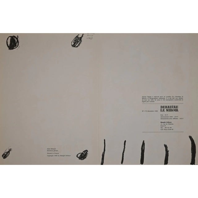 Cover for Derrière Le Miroir is an original lithograph realized by Antoni Tapies for the Art Magazine Derrière le Miroir...