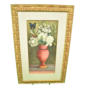 Mid 20th Century Richard De Menocal Floral Vase Still Life W/ Butterfly Oil on Canvas