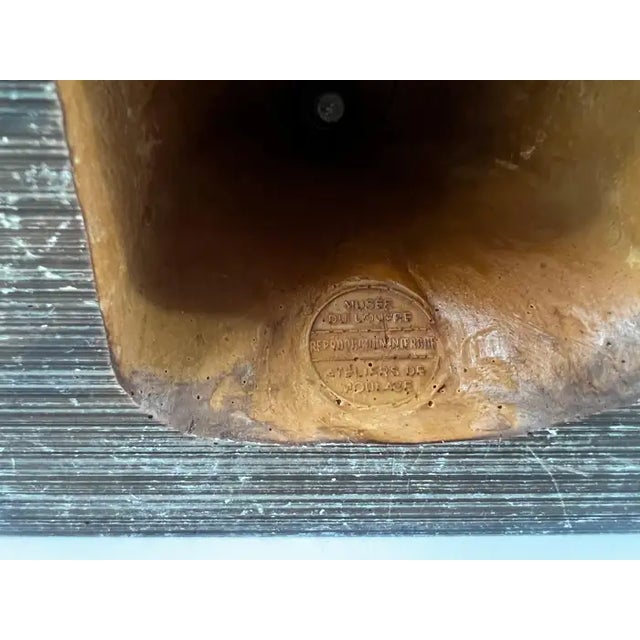 Louvre Museum Reproduction Classical Male Bust, French Plaster Sculpture on Wood 1990's For Sale - Image 17 of 17