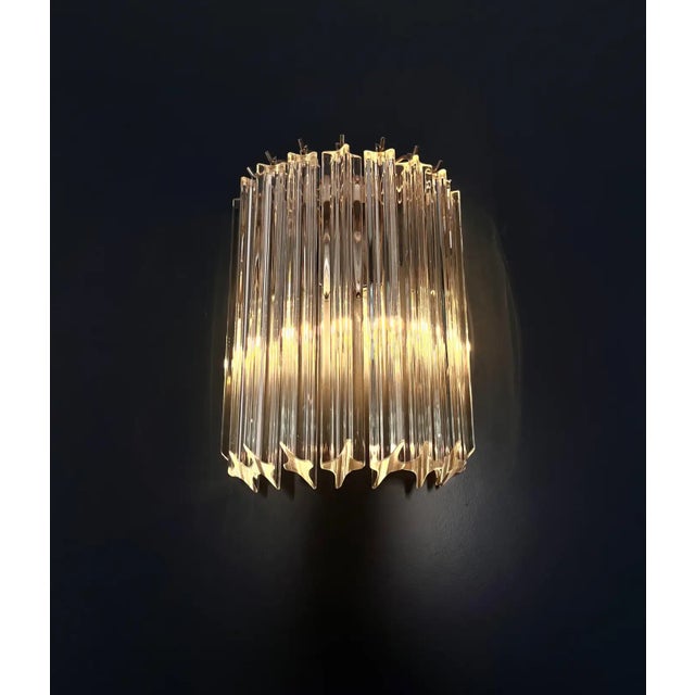 Late 20th Century Set of Four Venini Murano Glass and Brass Wall Sconces, Mid-Century Modern For Sale - Image 5 of 8