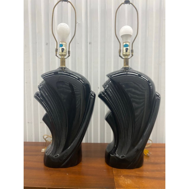 1980s Art-Deco Style Lamps a Pair . For Sale In Miami - Image 6 of 12