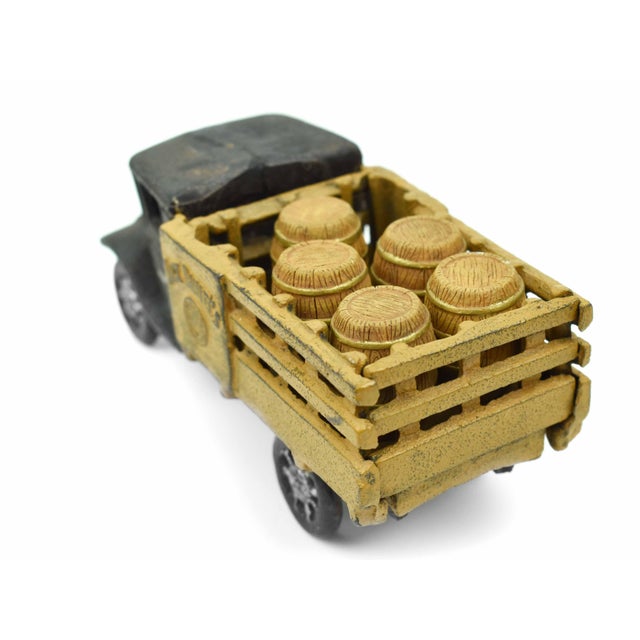 Mid 20th Century Cast Iron Delivery Truck With Barrels Figurine For Sale - Image 4 of 6