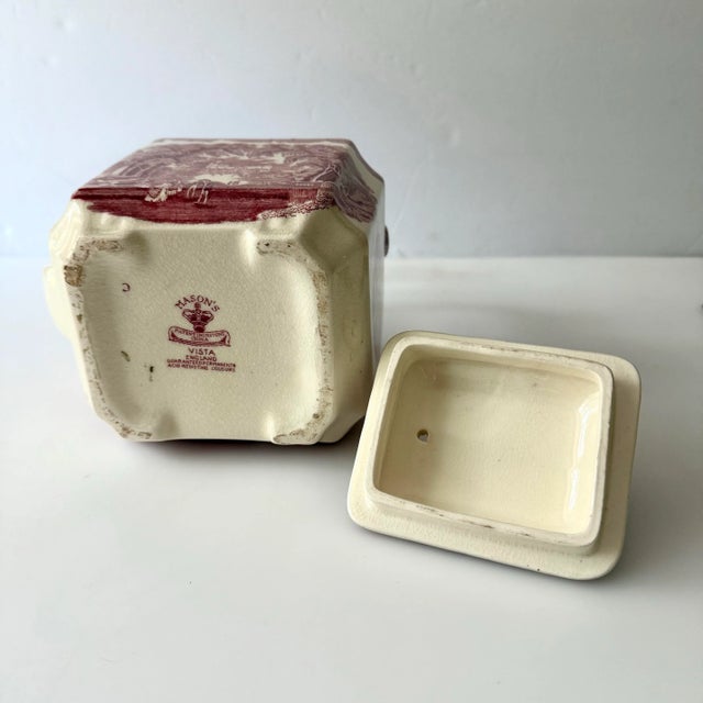 Red 1940’s Mason’s “Vista” Pink Ironstone Teapot For Sale - Image 8 of 9