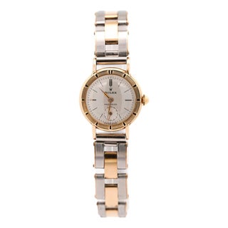 Vintage Rolex Precision 2-Tone Manual Wind Flex Stretch Bracelet Ladies Watch For Sale