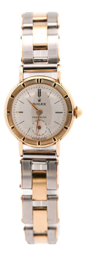 Vintage Rolex Precision 2-Tone Manual Wind Flex Stretch Bracelet Ladies Watch