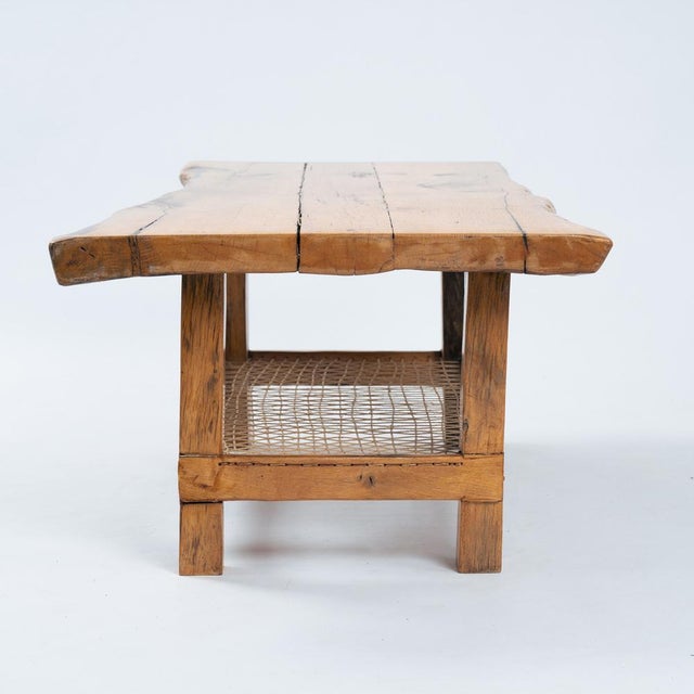 Oak Coffee Table with Lower Rope Shelf, 1970s For Sale - Image 11 of 18