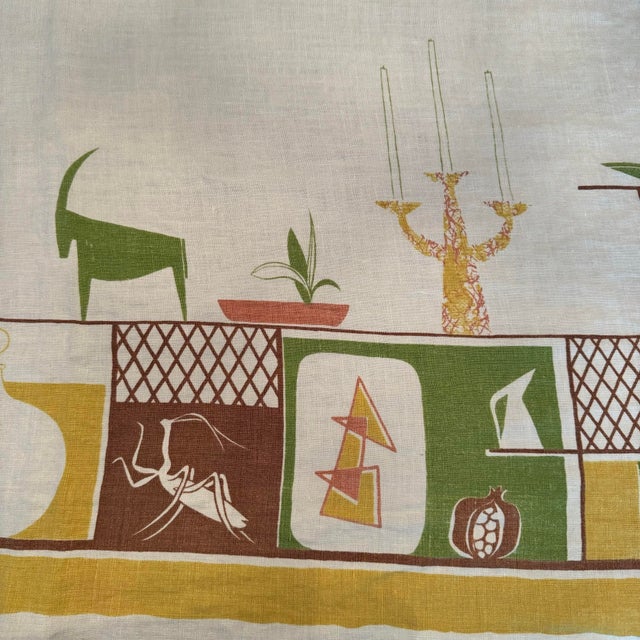 Textile Mid Century Modern Tablecloth 67”X48”California Hand Prints Linens Large Rectangle For Sale - Image 7 of 9