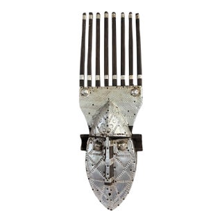 African Bamana Ntomo Marka Mask W/ Aluminum 25" H For Sale