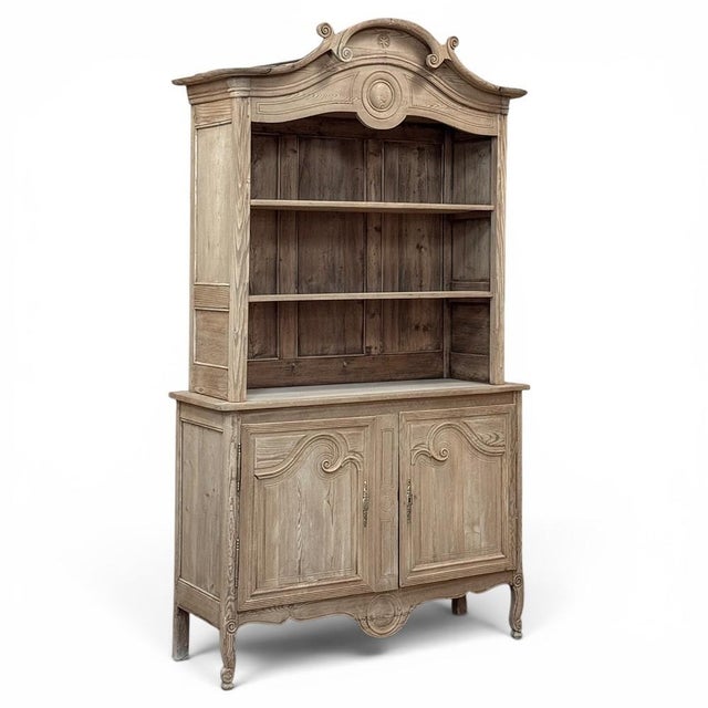 French Country 19th Century French Normandy Louis Philippe Period Stripped Pine Buffet À Deux Corps ~ Bookcase For Sale - Image 3 of 18