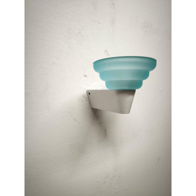 Light Blue Glass Wall Lamp from Leucos, 1980s For Sale - Image 6 of 8