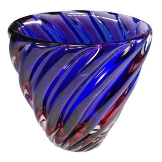 Murano Ribbed Submerged Vase by Archimede Seguso, 1950s For Sale