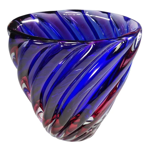 Murano Ribbed Submerged Vase by Archimede Seguso, 1950s For Sale