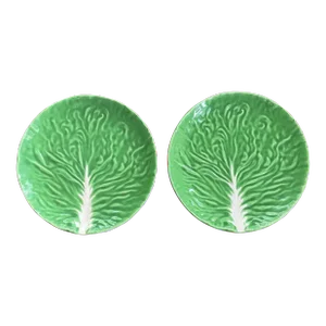 1960s Italian Large Cabbage Ware Plates- Set of 2