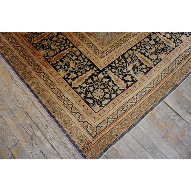 Classic Fine Ivory Traditional Floral Medallion Design Antique Persian Mohtasham Kashan Rug For Sale - Image 12 of 12