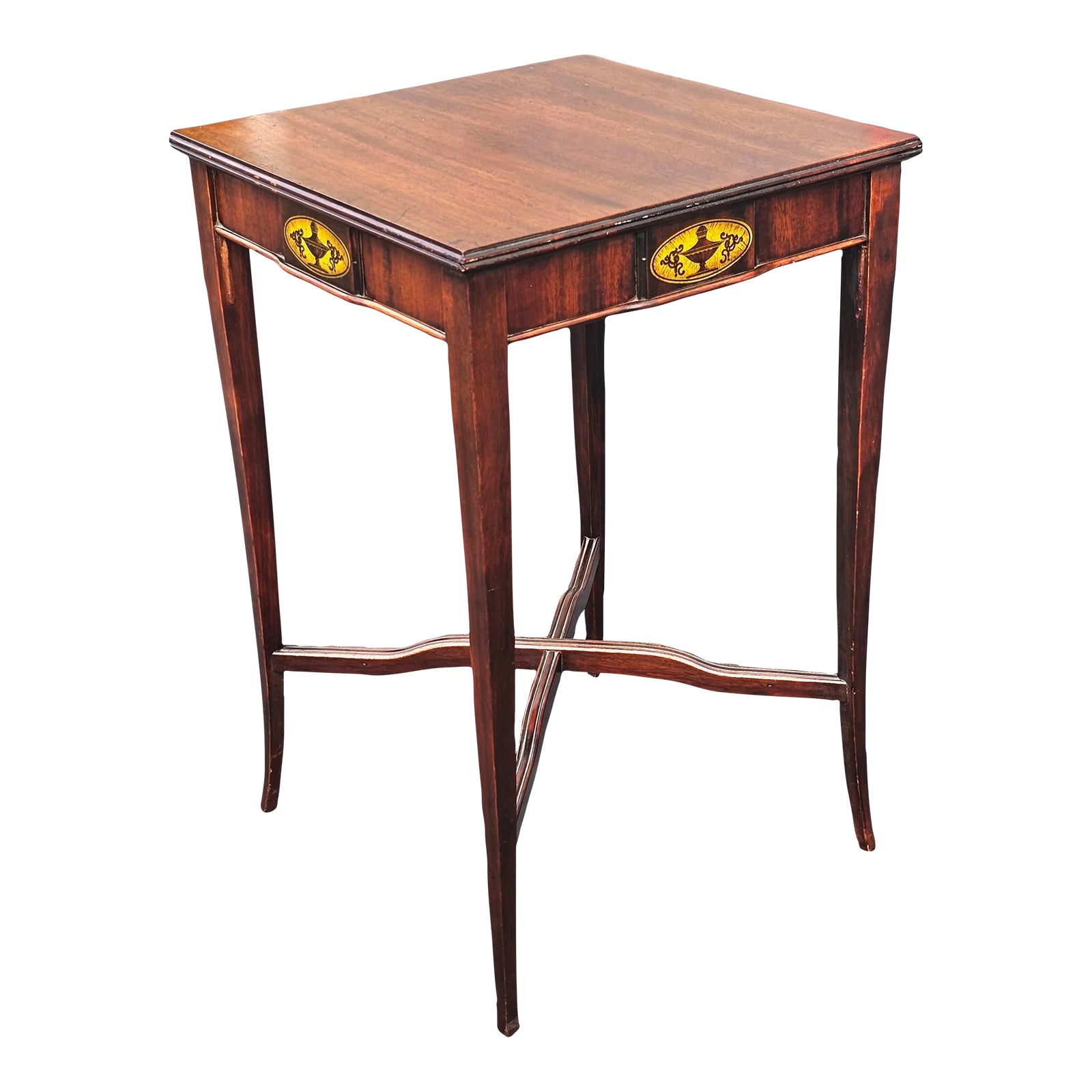 Early 20th Century George III Style Inlaid Mahogany Square Table | Chairish