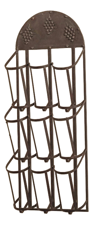 Wall-Mounted Metal Wine Rack with Grape Relief