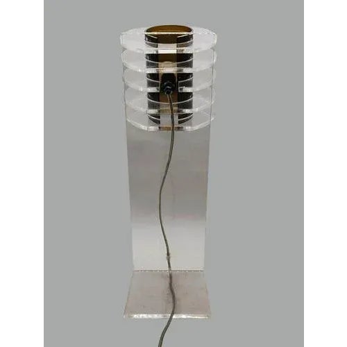 Plastic Sculptural Space Age Clear and Smoked Acrylic Glass Table Lamp, Italy, 1970s For Sale - Image 7 of 12