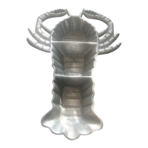 1970s Gorgeous Tommy Bahama Lobster-Shape Cast Aluminum Divided Platter.