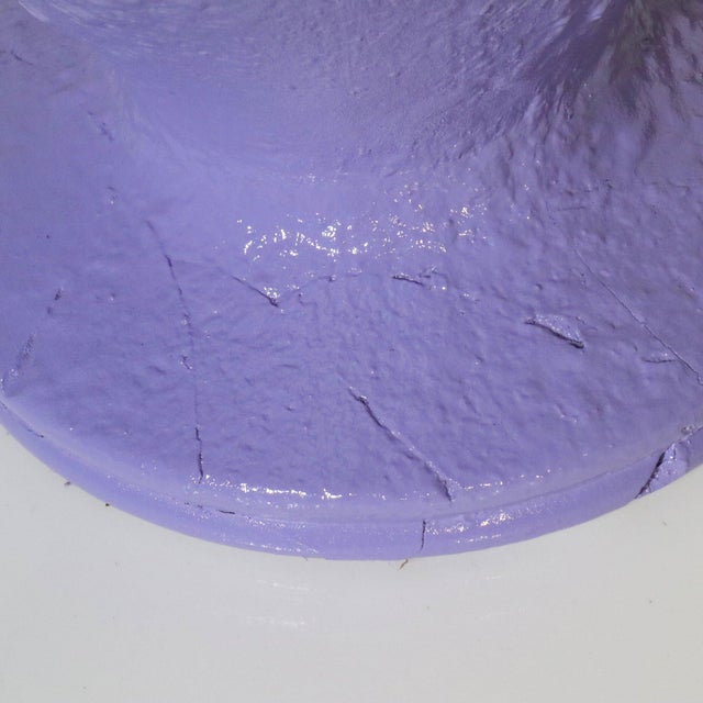 Lavender Sculptural Textured Lavender Plaster Lamps with Faux Bois Shades - a Pair For Sale - Image 8 of 9
