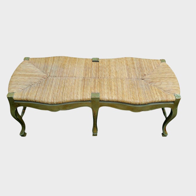 Vintage Circa 1930s French Provencial Bench With Rush Seat For Sale - Image 18 of 18
