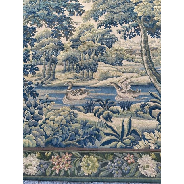 Mid-Century French Jacquard Halluin Tapestry with Verdure Mallard in the style of Aubusson, 1960s For Sale - Image 18 of 18