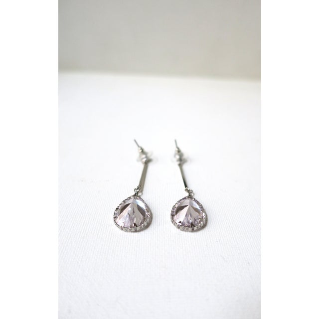 Late 20th Century Diamond-Esque Pear Dangle Drop Earrings, Pair For Sale - Image 11 of 12