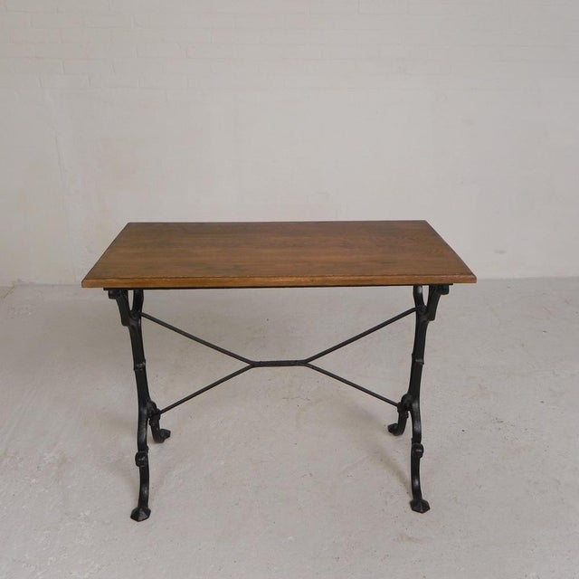 1930s Bistro Table with Oak Top on a Cast Iron Frame, 1930s For Sale - Image 5 of 18