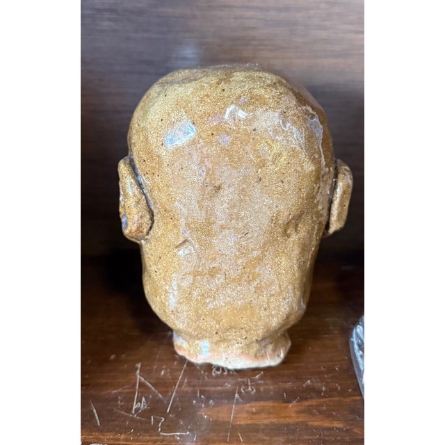 1960s Hand Carved Glazed Clay Folkart Sculpture For Sale - Image 4 of 4